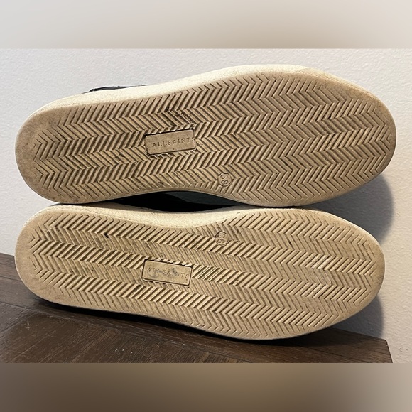 AllSaints Sheer Black Leather Distressed Sneakers Size 38 Women’s US size 8 - Picture 9 of 11